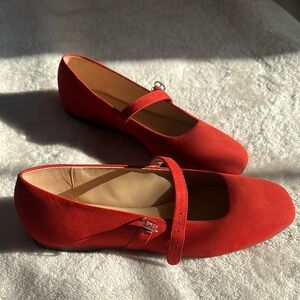 Elegant Red/orange Mary Jane Flats